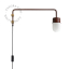 Bruine pivoterende wandlamp met zwenkarm.