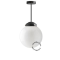Black retro pendant light schoolhouse style with glass shade.