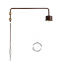 bruine pivoterende bedlamp met zwenkarm.