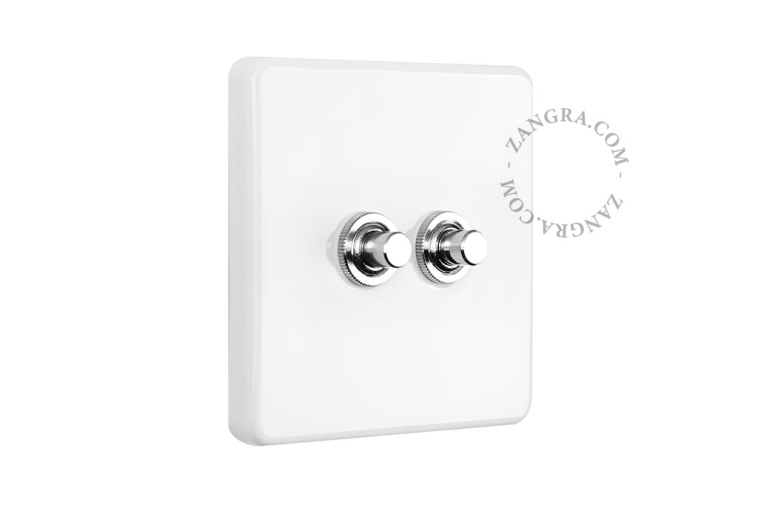 White porcelain square-shaped push-button.
