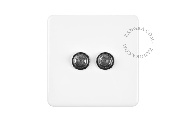 White porcelain square-shaped push-button.