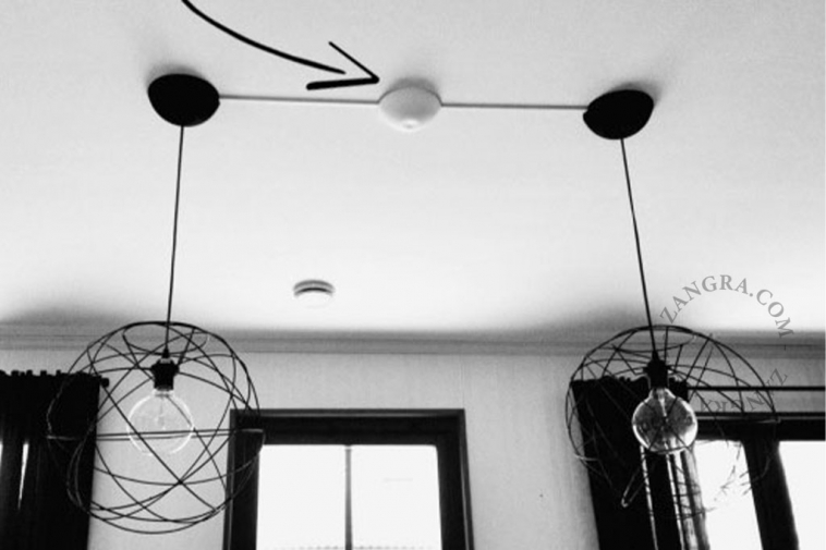 Rosone da soffitto Cable Cup flessibile nero.