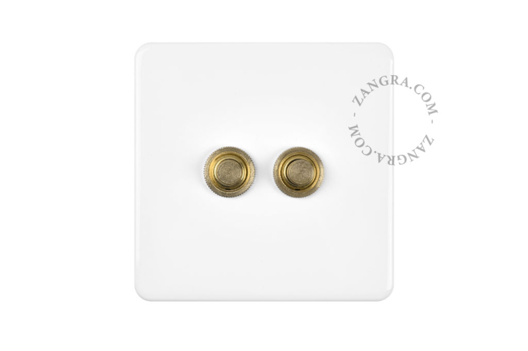 White porcelain square-shaped push-button.