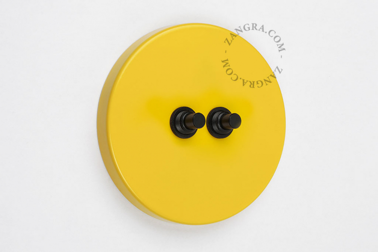 interruptor amarelo - duplo botão de pressão em preto