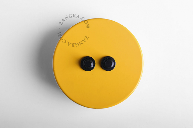 interruptor amarelo - duplo botão de pressão em preto