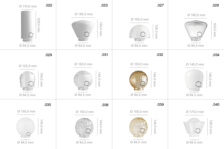 White ceiling light with glass shade.