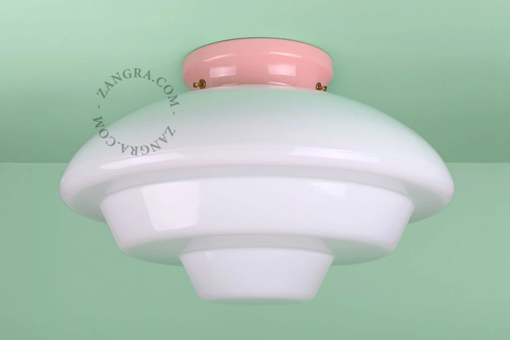 candeeiro Art Deco Chaella de porcelana cor-de-rosa