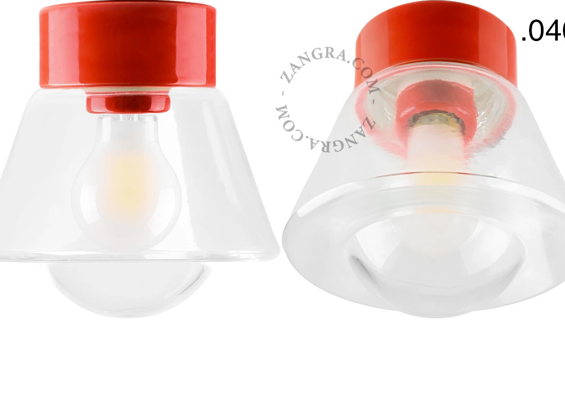 Leuchte David aus rotem Porzellan - Ø 10 cm