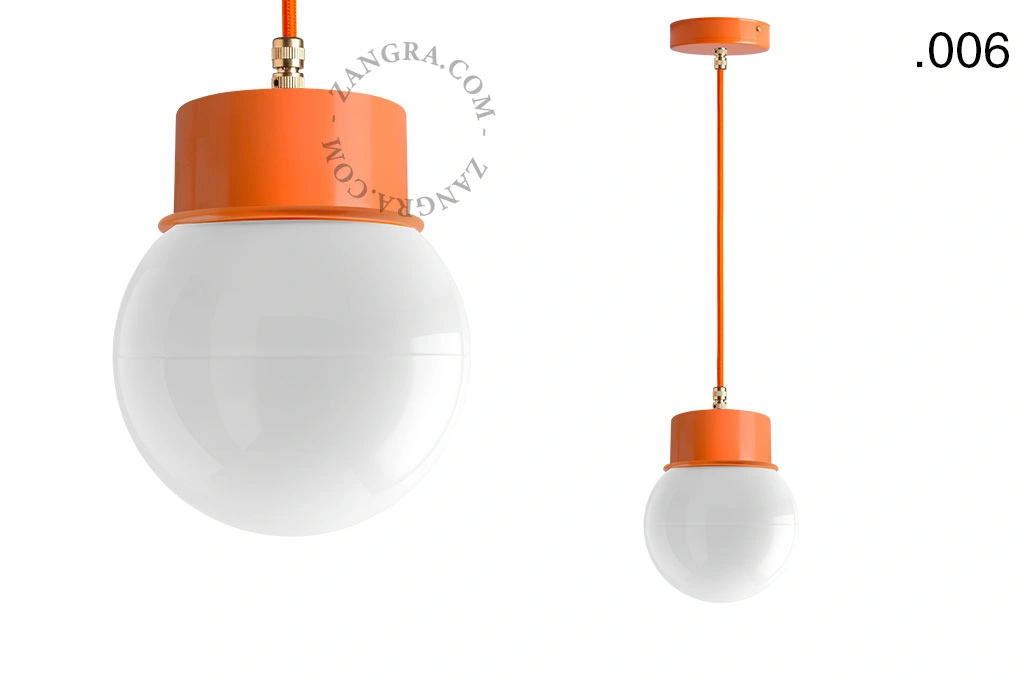 orange pendellampe - glasskærm - Ø 10 cm