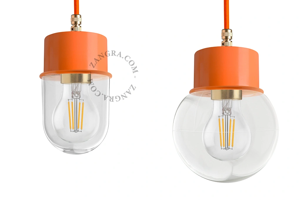 orange pendellampa - glasskärm - Ø 8,5 cm