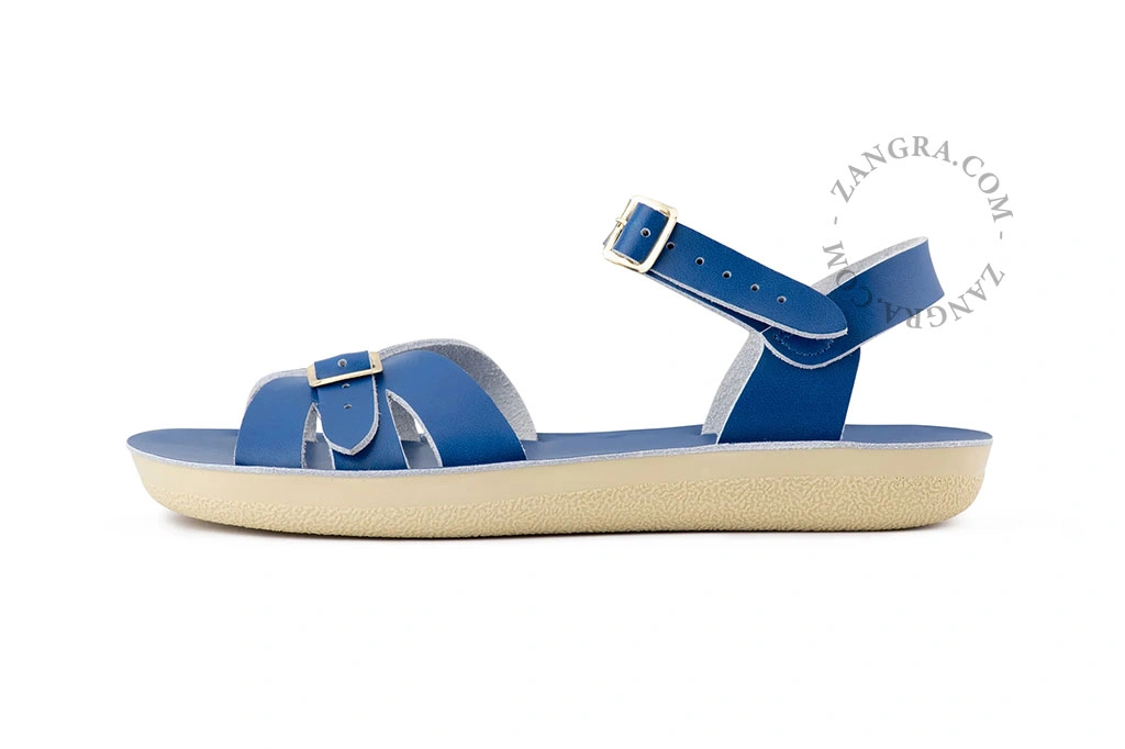 sandalias de cuero para el agua con suela blanda - azul cobalto