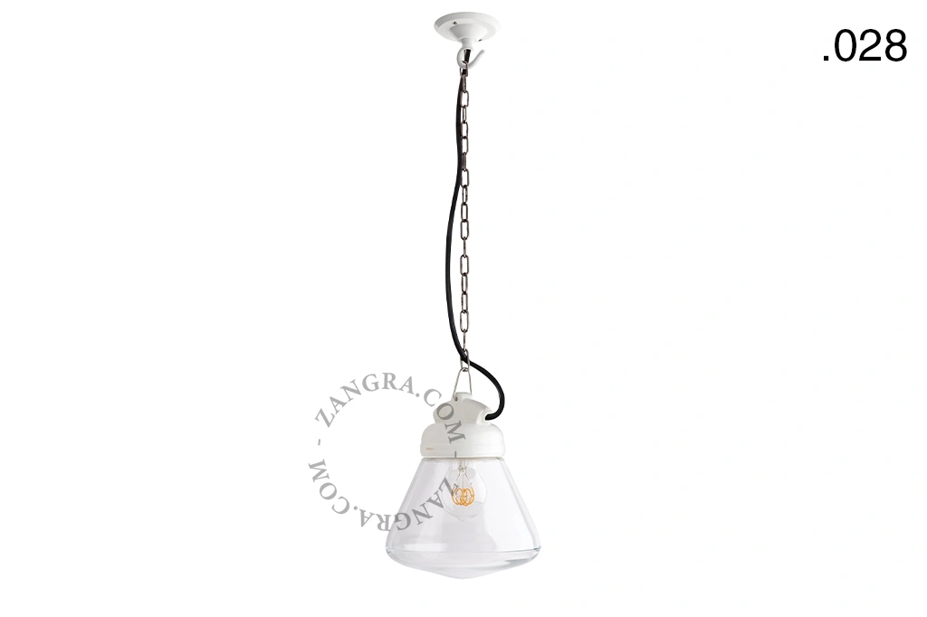 hanglamp van porselein en glas  - IP54