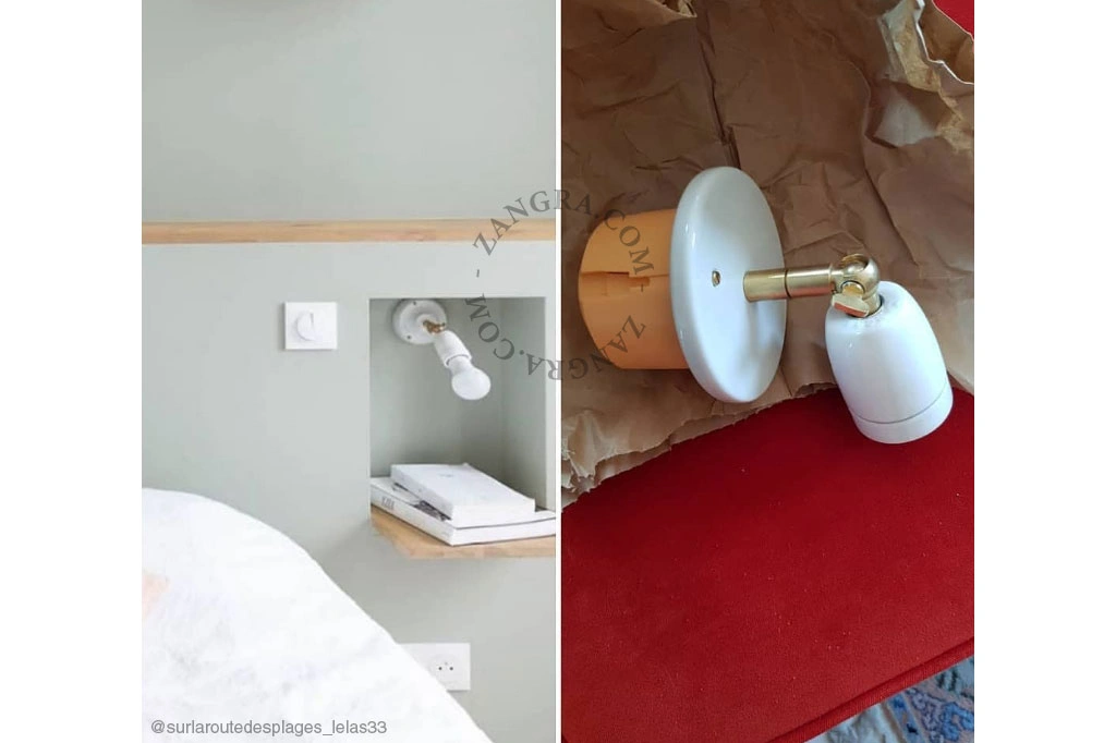 candeeiro de parede em porcelana branca o preta