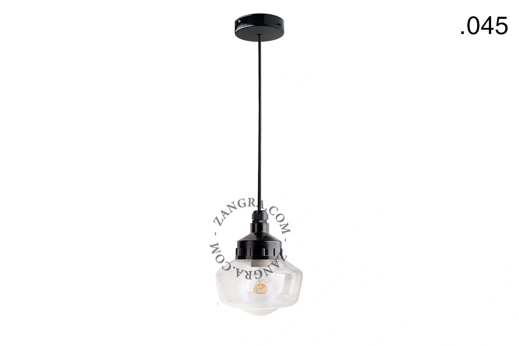 snoerlamp met glazen kap