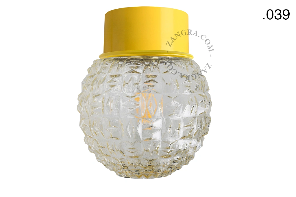 lampa ścienna lub sufitowa żółta - szklany klosz - Ø 10cm