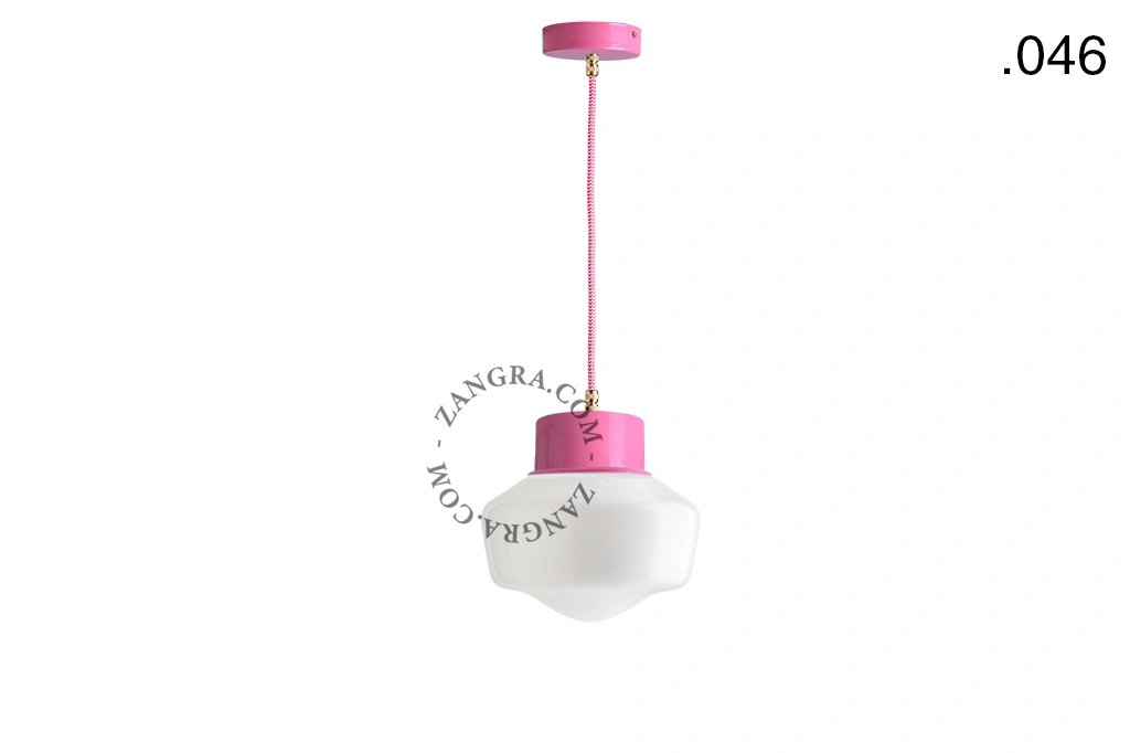 lámpara colgante rosa - pantalla de vidrio - Ø 10 cm