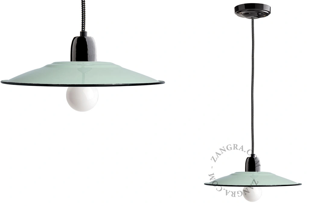 mint enamelled pendant light - Ø 28 cm