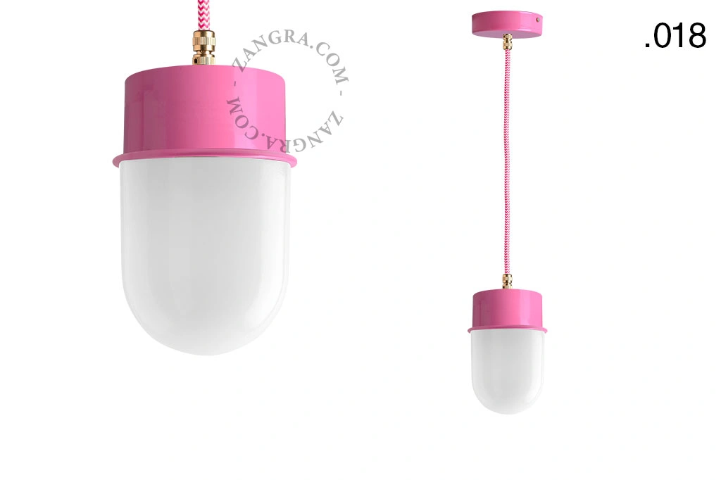 lámpara colgante rosa - pantalla de vidrio - Ø 10 cm