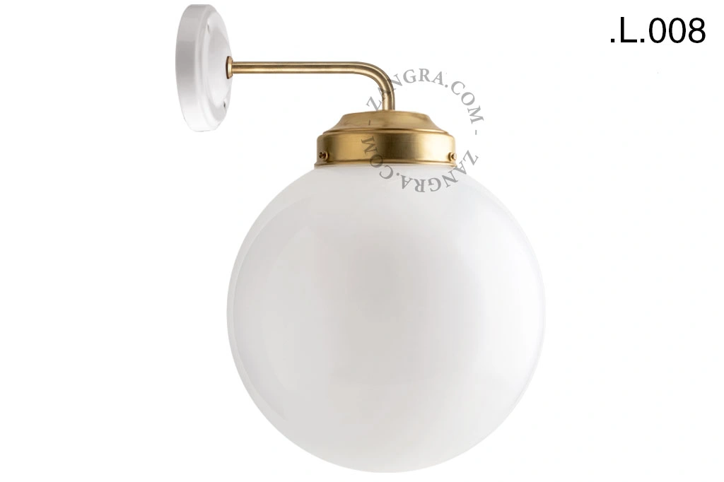 applique en laiton - globe en verre