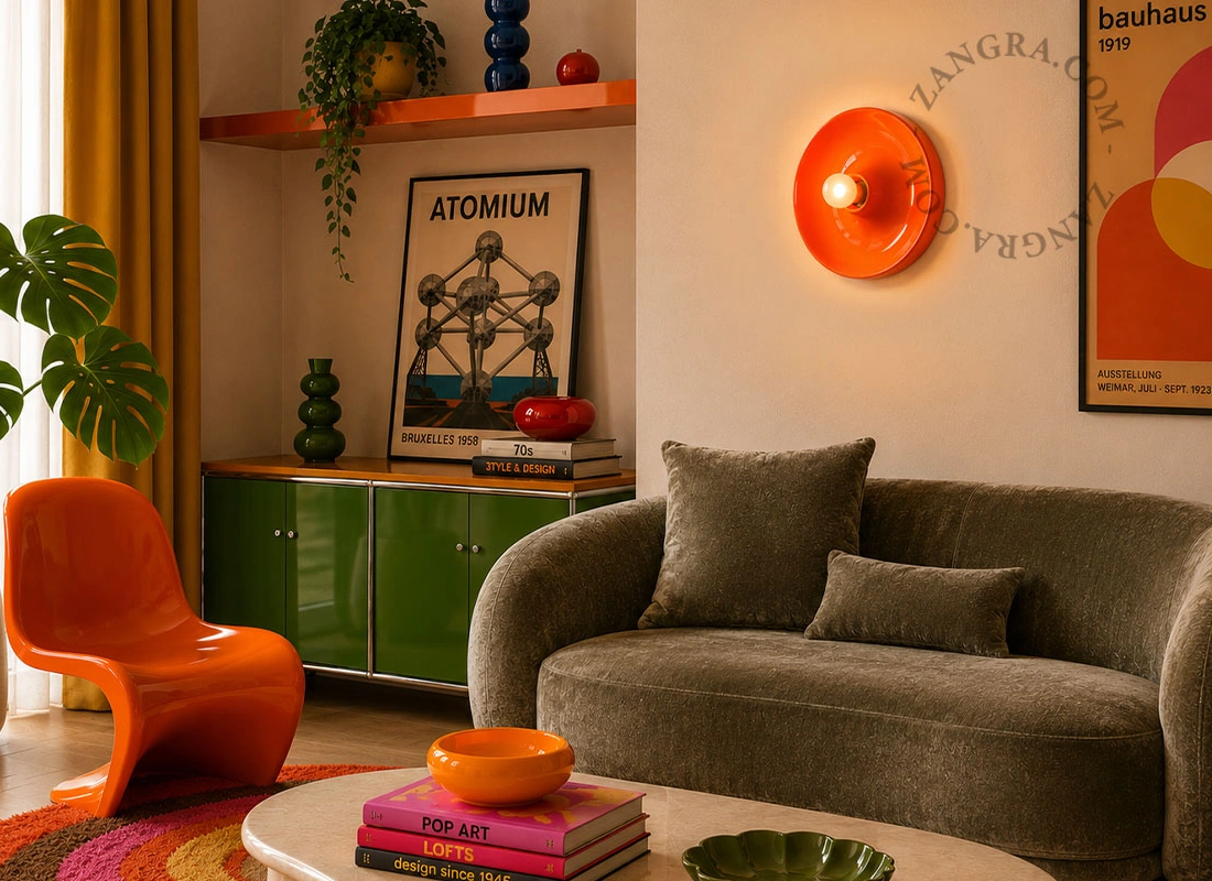orange Space Age lampe Eli - Ø 26 cm