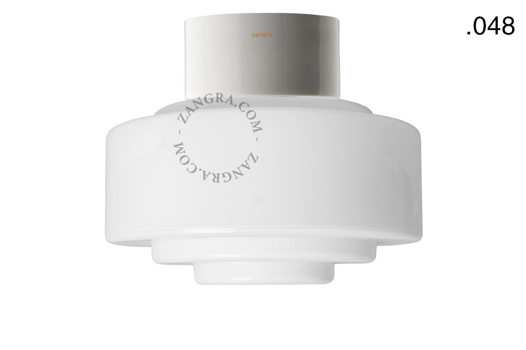 candeeiro de parede ou de teto em porcelana branca - abajur de vidro - Ø 10cm - IP54