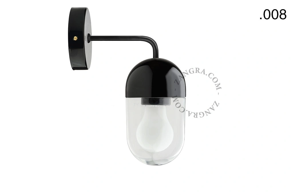 applique en porcelaine noire - globe en verre