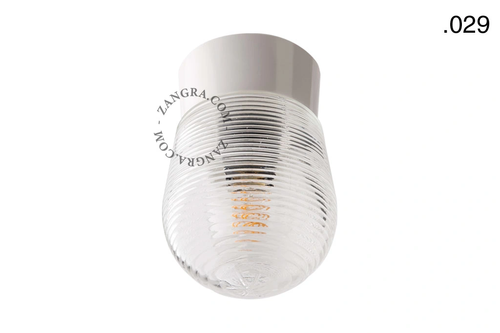 biała lampa ścienna lub sufitowa ze szklanym kloszem - Ø 11 cm