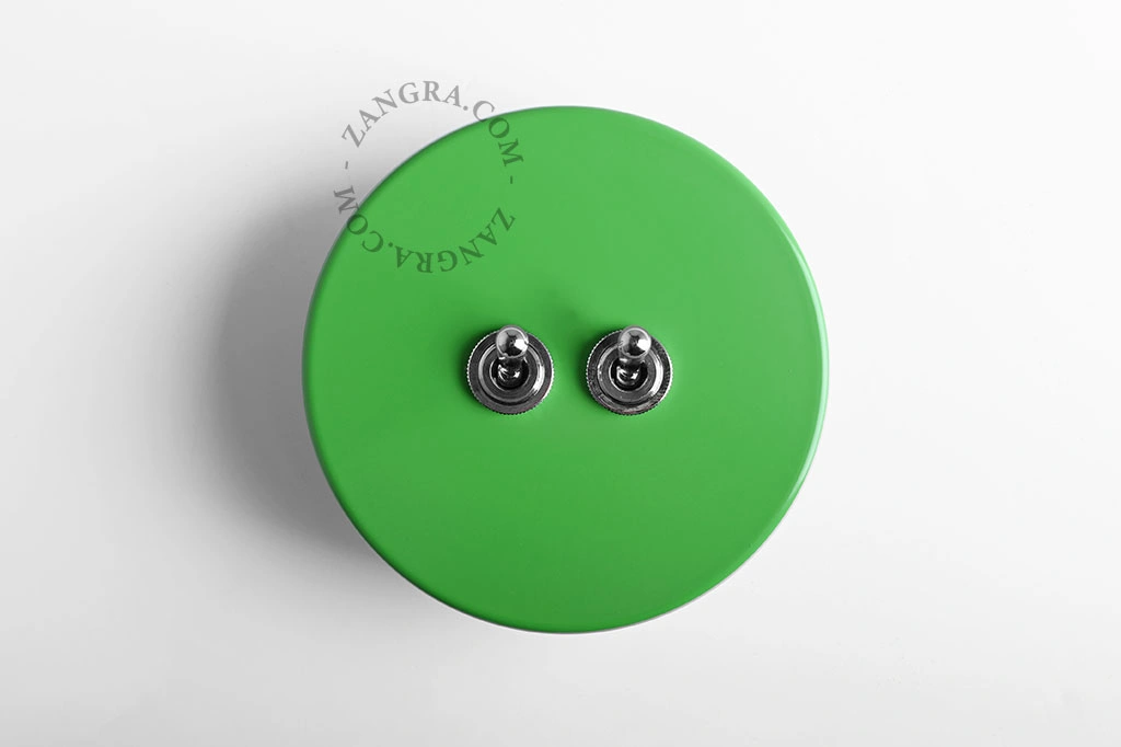 green switch - double two-way or simple nickel-plated toggle switch