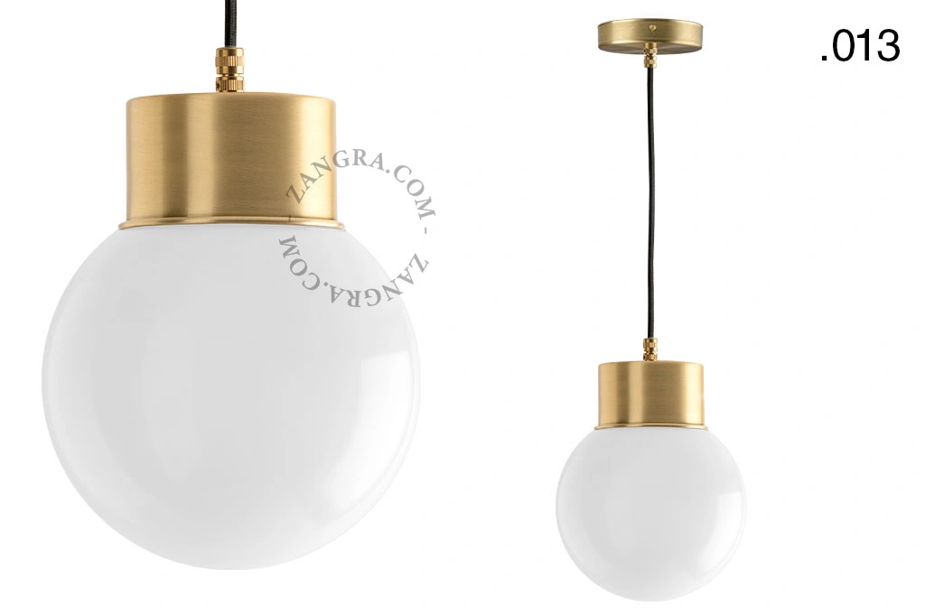 brass pendant light - glass shade - Ø 10 cm