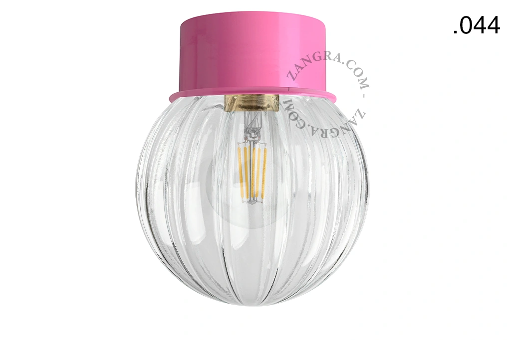 pink wall or ceiling light - glass shade - Ø 10 cm