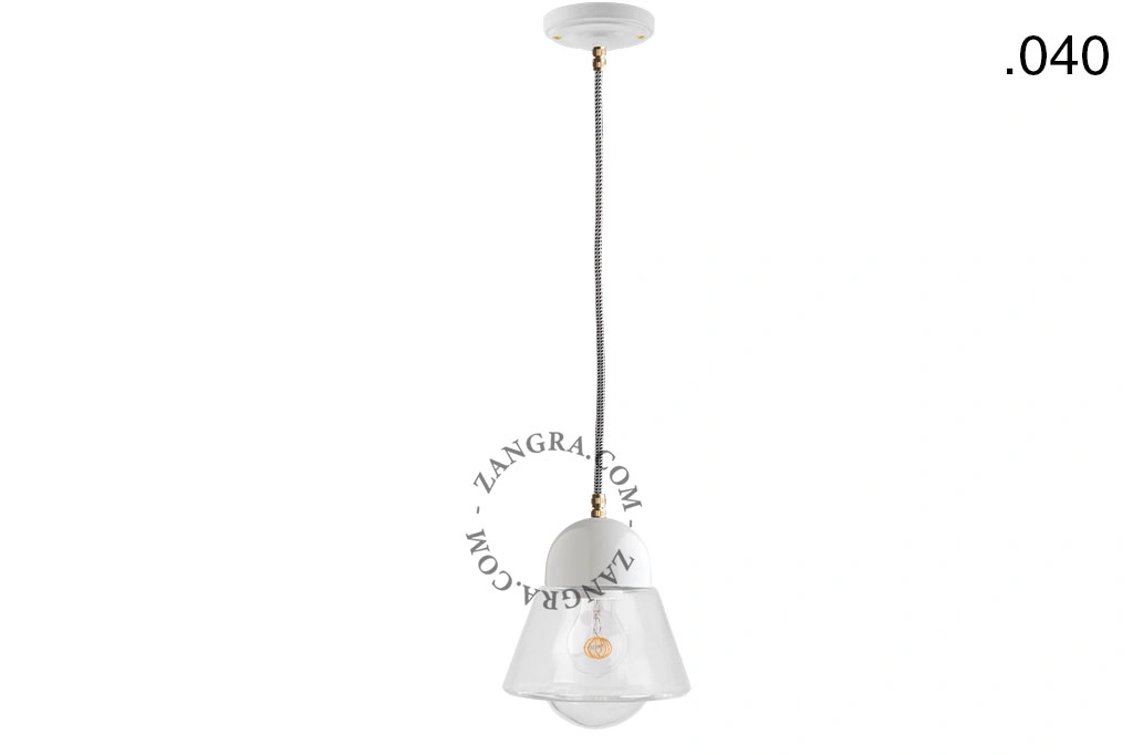 lámpara colgante de porcelana blanca - pantalla de vidrio