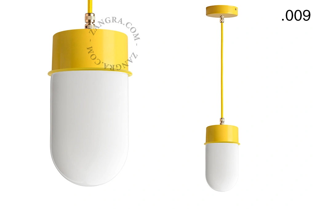 yellow pendant light - glass shade - Ø 10 cm