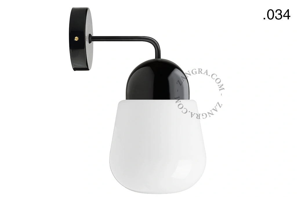 applique en porcelaine noire - globe en verre
