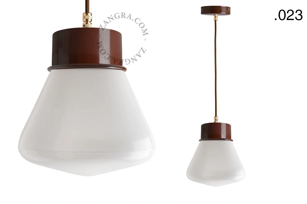 brun pendellampe - glasskærm - Ø 10 cm