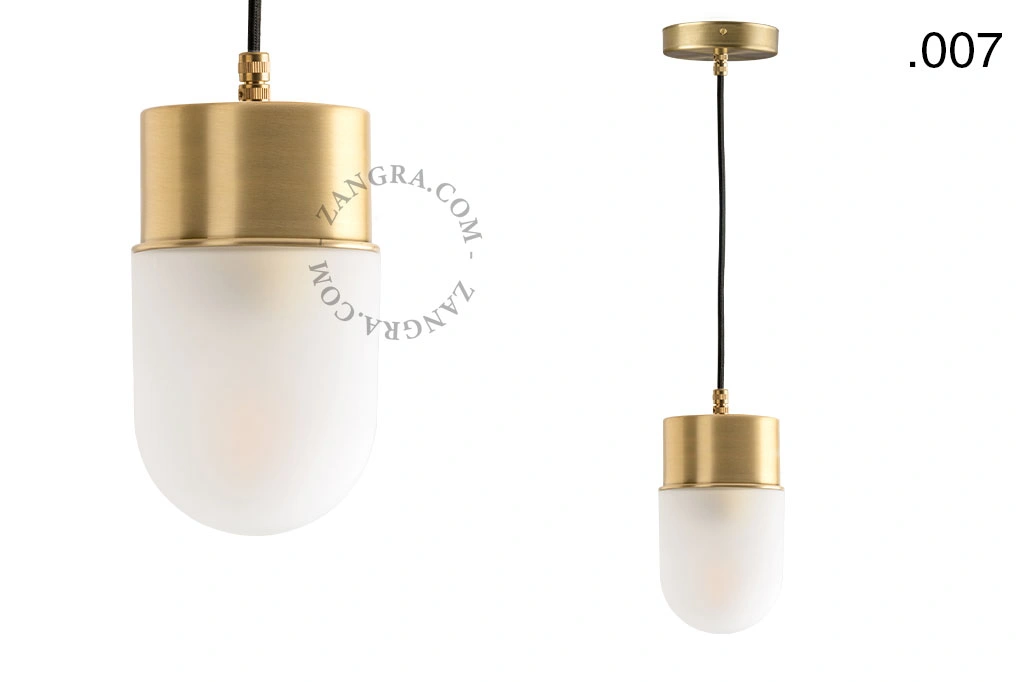 brass pendant light - glass shade - Ø 10 cm