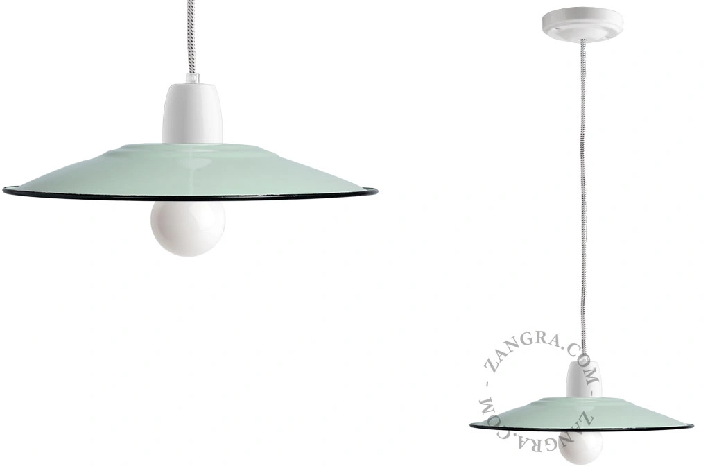 mint enamelled pendant light - Ø 28 cm