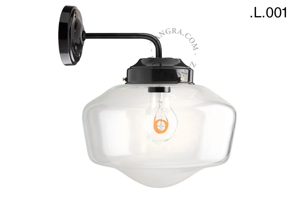 applique noire - globe en verre