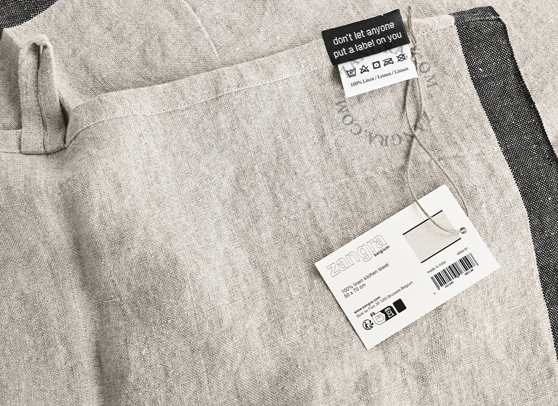 100% LINEN-BORDER EDGE KITCHEN TOWEL NATURAL/BLACK