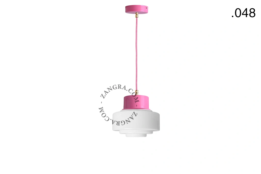 lámpara colgante rosa - pantalla de vidrio - Ø 10 cm