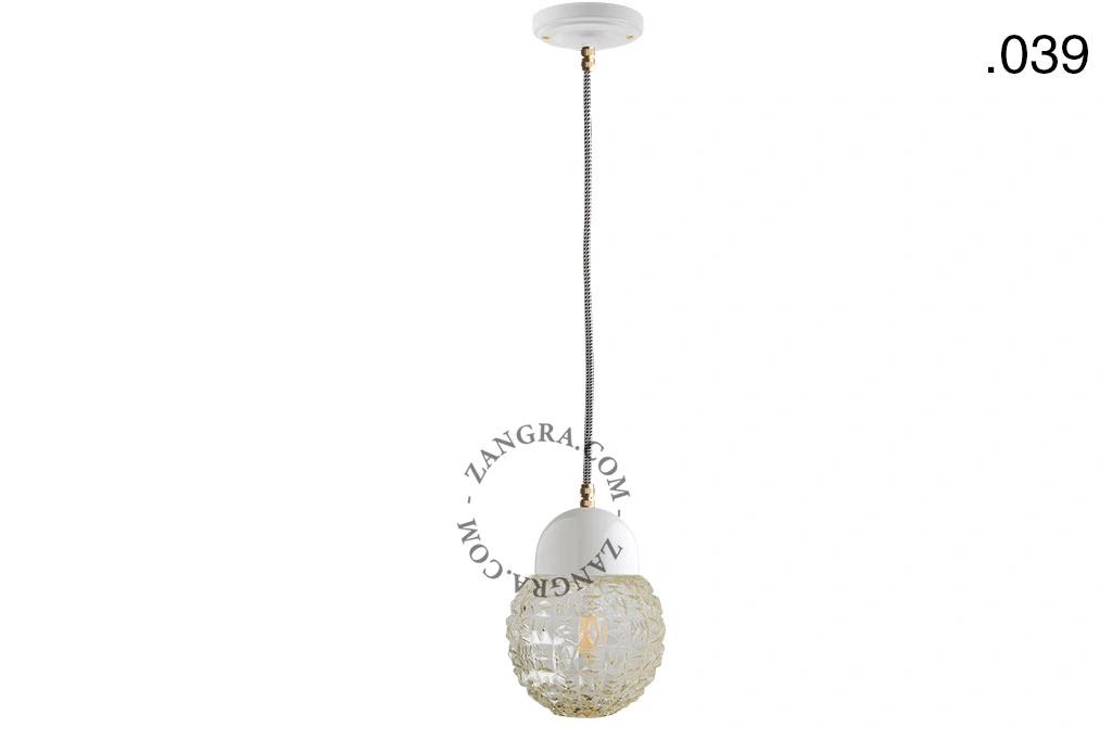 lámpara colgante de porcelana blanca - pantalla de vidrio