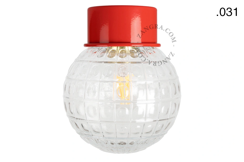 rød væg eller loftslampe - glas skærm - Ø 10 cm