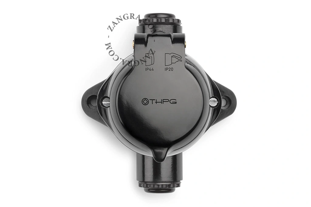 surface mount black bakelite passage socket with lid - type E or F