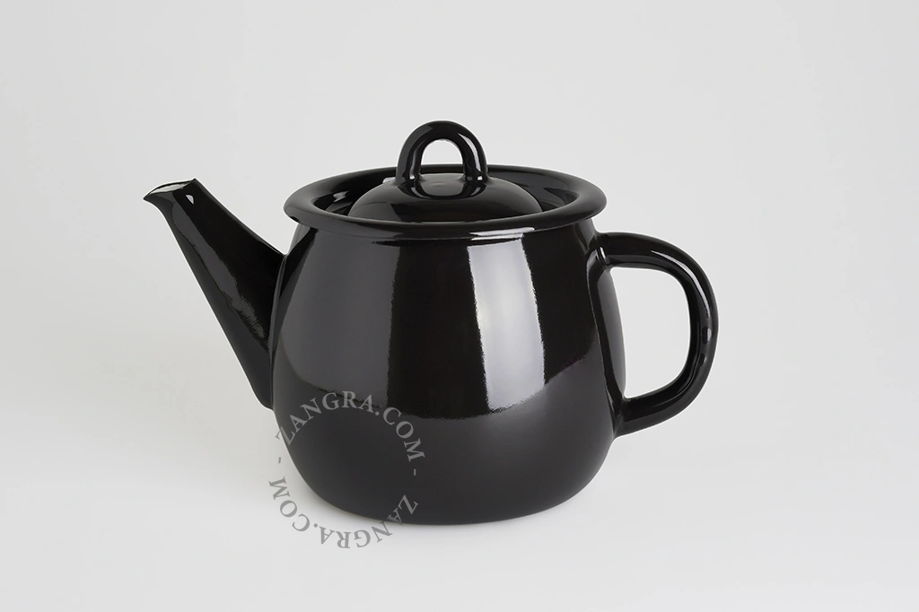 zwarte emaille theepot -1 l