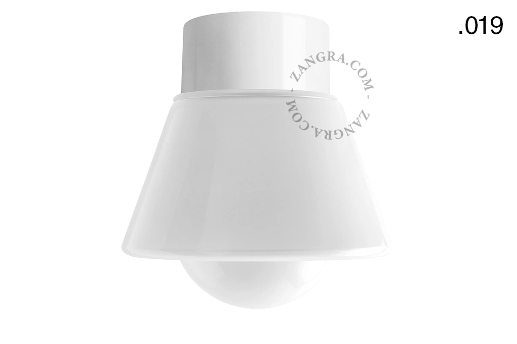 lampa ścienna lub sufitowa biała - szklany klosz  - Ø 10 cm