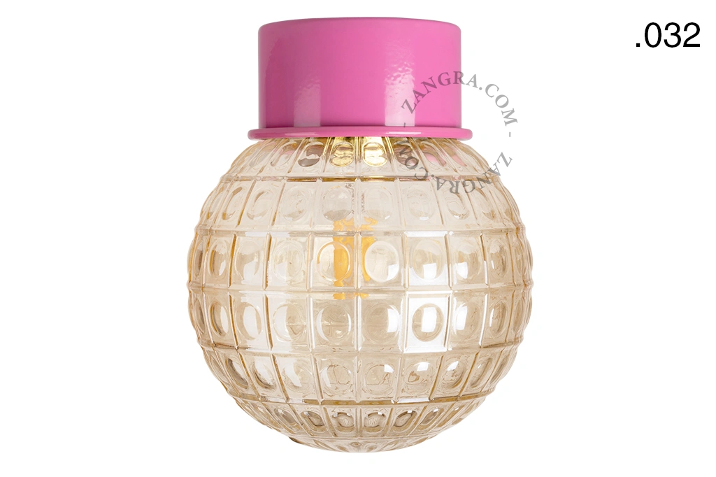 pink wall or ceiling light - glass shade - Ø 10 cm