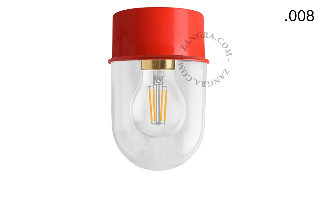 rød væg eller loftslampe - glas skærm - Ø 10 cm