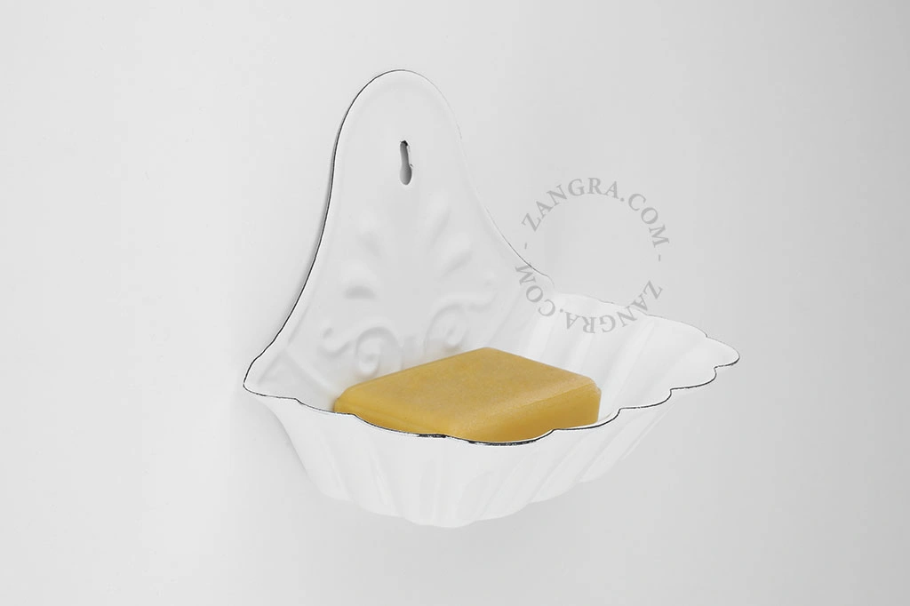 retro white enamel soap dish
