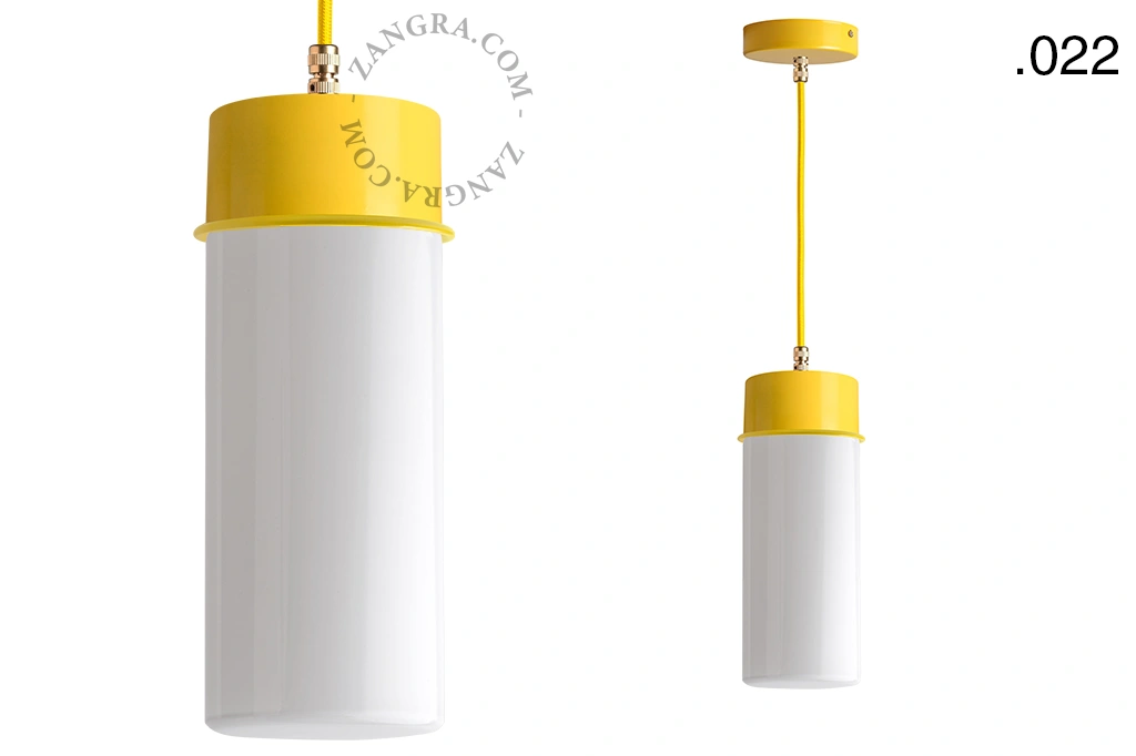 yellow pendant light - glass shade - Ø 10 cm