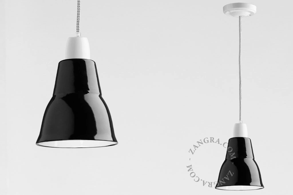 black enamelled pendant light - Ø 15 cm