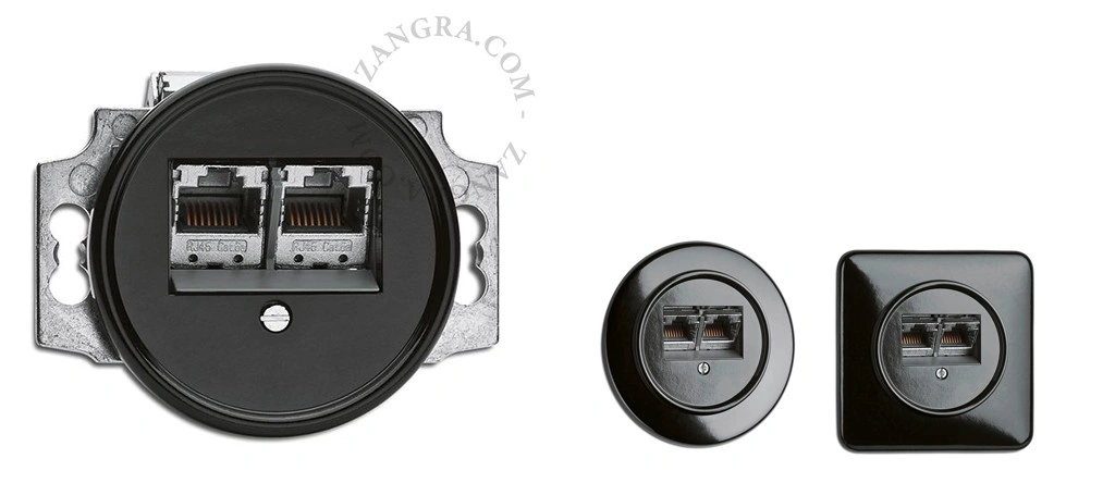 RJ45 datastik i sort bakelit